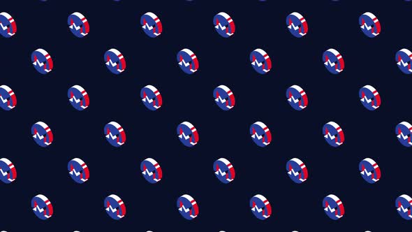 'MONERO' isometric symbols in pattern on a dark background. Seamless loop animation