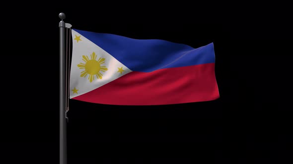 Philippines Flag On Flagpole With Alpha Channel 4K