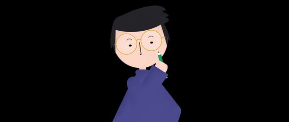 Smart Boy Cartoon Holding a Pencil alt