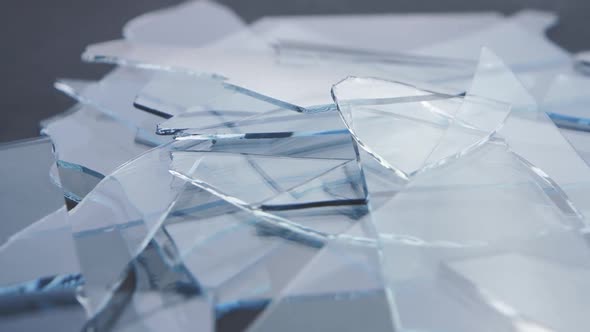 Transparent Shards of Broken Glass. Close Up