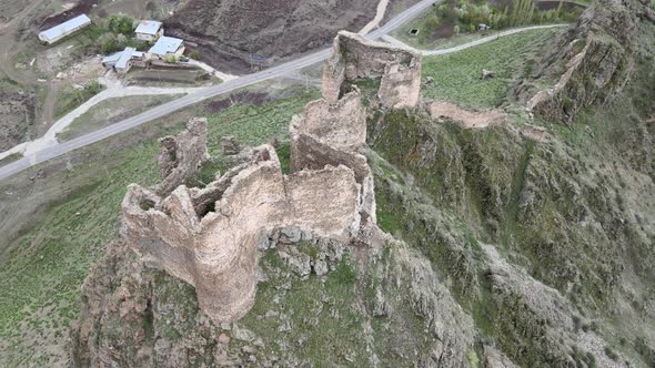 castle ruin ancient aerial