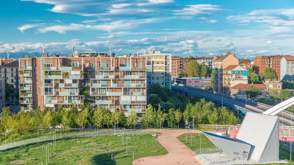 Modern Buildings in the New Area of Portello Timelapse Milan Italy