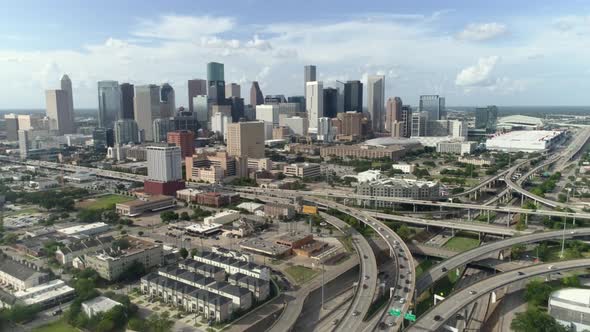 This video is about a high angle aerial view of downtown Houston and surrounding area. This video wa