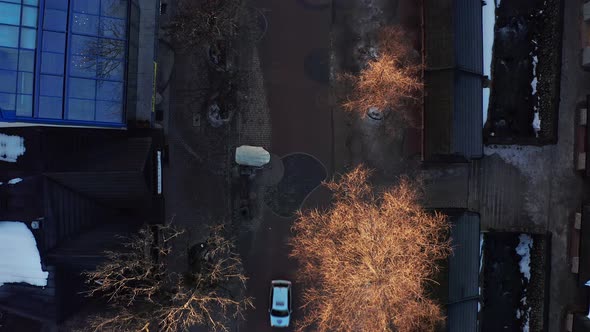 Krupowki street at Zakopane, Poland. Aerial top-down forward