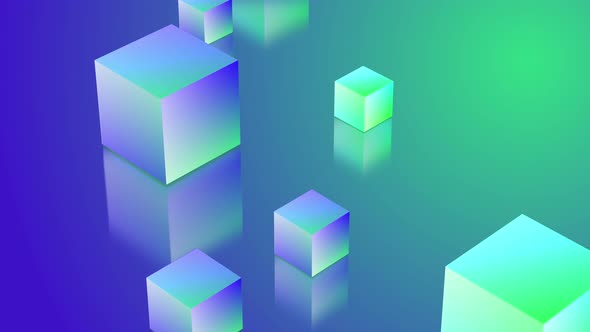 Abstract background with cubes. 3D shape backdrop. Cyan and blue gradient