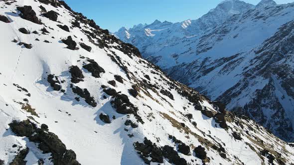 Baksan Gorge and the Village of Terskol From the Slopes of Mount Elbrus