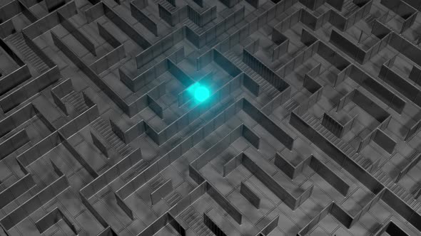 3D Visualization of a sphere finding its way in a labyrinth