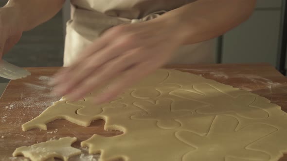 Woman Preparing and Working on Christmas Cookies Dough