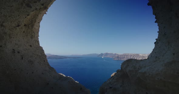 The heart of Santorini cave cliffside view, Greece