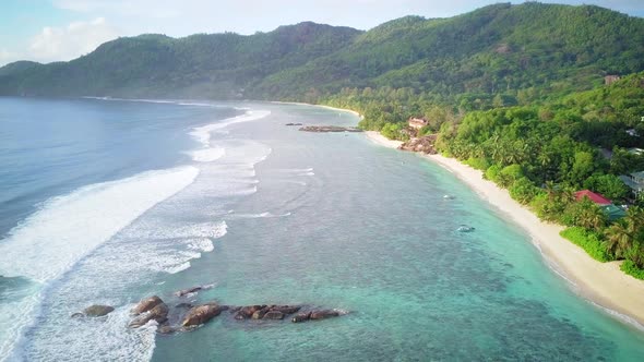 Beach at Seychelles aerial view