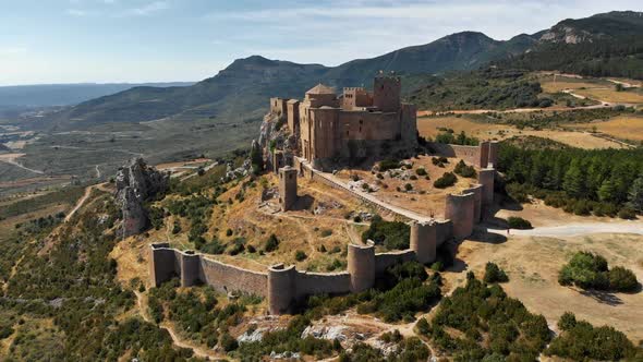 Medieval Castle of Loarre in Aragon, Spain. Aerial View