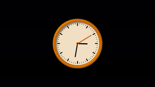 Brown color counting down 3d wall clock isolated on black background