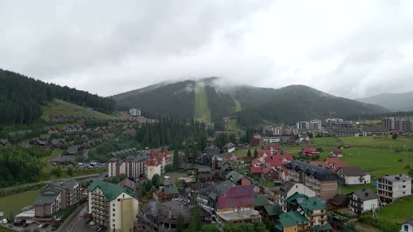 Aerial View of Bukovel in Carpathian Mountains