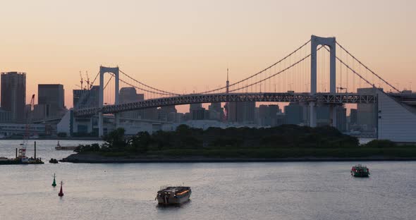 Tokyo, Odaiba city landscape in the sunset time