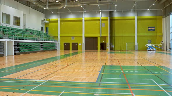 Interior of an Empty Sports Hall Without Anyone Before Playing