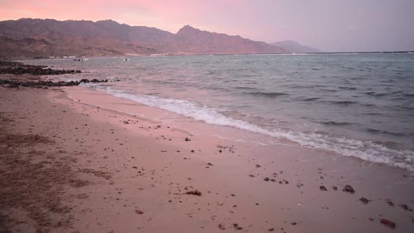 Red Sea Beach, sunrise and waves