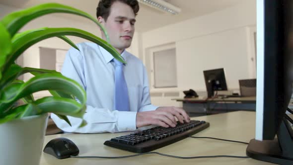 Office worker using computer