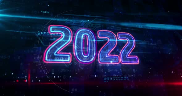 2022 year abstract modern light neon