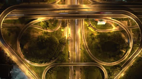 4K : Hyperlapse or Dronelapse Top view of Highway road junctions