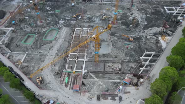 Construction Site Aerial, Shanghai, China