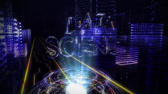 Data Code Visualization By A Futuristic Technology In A Virtual Reality World alt