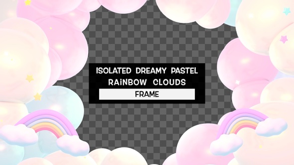 Isolated Dreamy Pastel Rainbow Clouds Frame