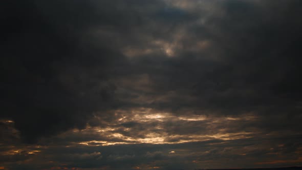 Beautiful Sunset with Clouds and Sea with Beach Time Lapse