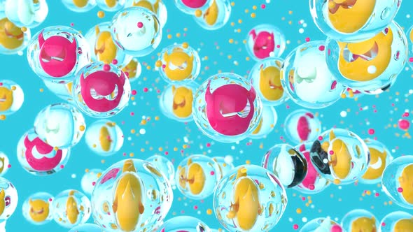 Abstract art background of viruses in bubbles alt