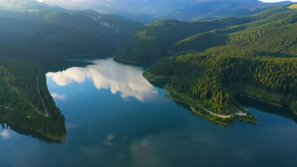 Evening Lake Aerial Panorama 7