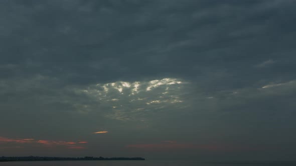 Red Sunrise In Cloudy Weather, Time Lapse