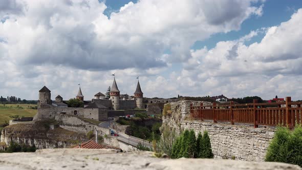 Medieval castle in Kamianets-Podilskyi, Ukraine, timelapse.
