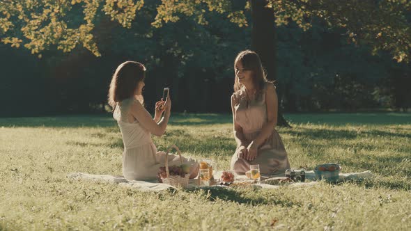 Beautiful girls at picnic