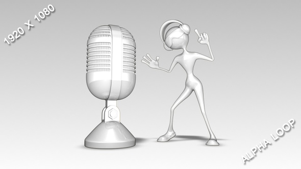 Cartoon 3D Man Character - Singer with Microphone