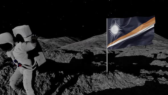 Astronaut Planting Marshall Islands Flag on the Moon