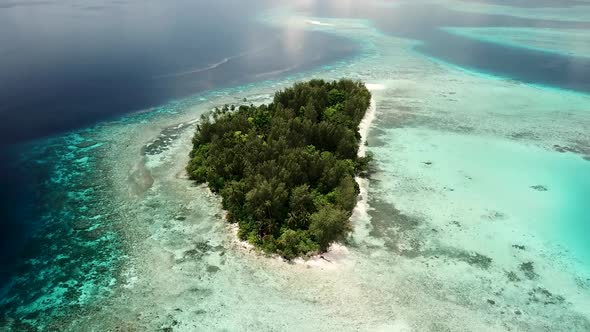 Drone shot of Lumbaria Island, also known as Kennedy Island where John F. Kennedy stranded in World