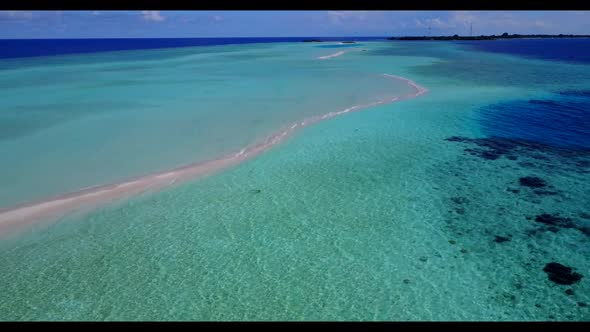 Aerial top view sky of relaxing resort beach time by blue ocean with bright sandy background of a da