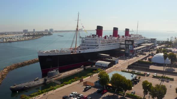 Beautiful View of RMS Queen Mary Ocean Liner in Long Beach Los Angeles