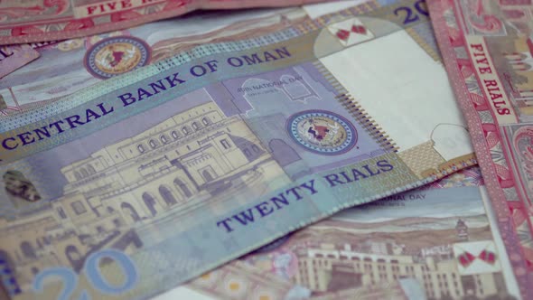 Omani Rials Banknotes. Close Up View of Currency in Oman