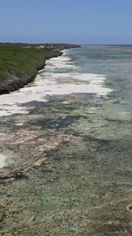 Vertical Video of Low Tide in the Ocean Near the Coast of Zanzibar Tanzania