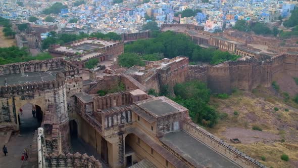 Houses and Roofs of Famous Jodhpur the Blue City Aerial View From Mehrangarh Fort Rajasthan India