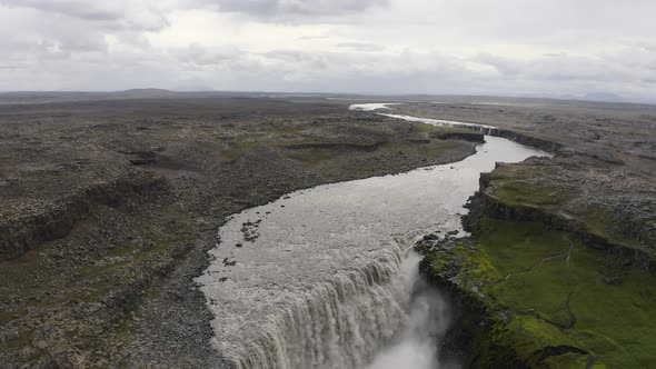 Flying Above the Dettifoss Waterfall in Iceland