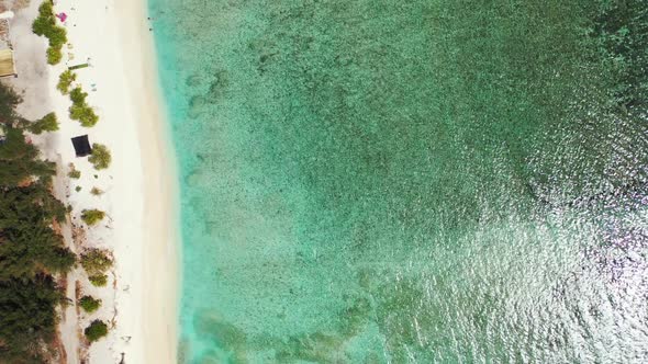 Aerial top down landscape of paradise coast beach time by transparent sea with white sand background