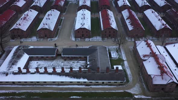 Aerial View of Auschwitz Birkenau a Concentration Camp in Poland