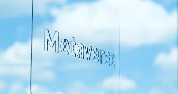 Glass Metaverse Lettering and Clouds in the Background