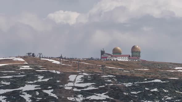 Timelapse of Torre, the highest point of Serra da Estrela in Portugal with snow