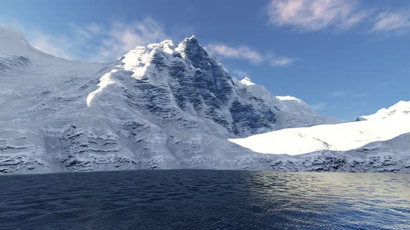 Snow Mountain And Ocean Landscape alt