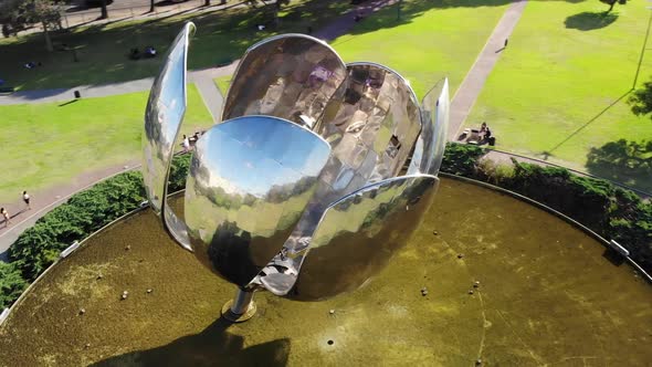 Aerial Point of Interest Around Floralis Generica in Buenos Aires