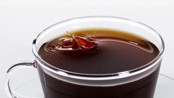 Coffee Beans Falling into a Cup against White Background, Slow motion