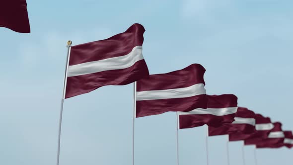 Latvia Row Of Flags 