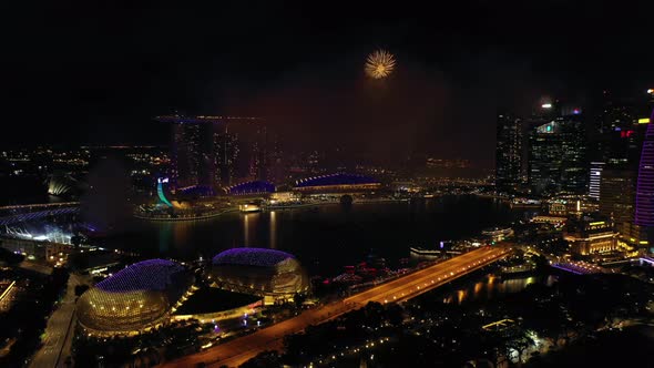 New year 2020 eve fireworks show at Marina Bay Singapore.